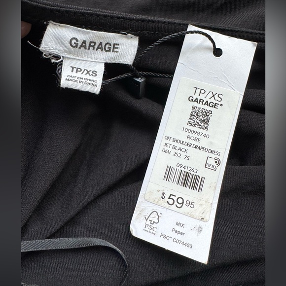 Garage Off Shoulder Draped Mini Dress XS NWT - Picture 2 of 4